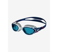 Speedo Biofuse 2.0 Swimming Goggles Navy Blue Red with Blue Clear Lenses