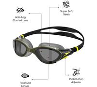 SPEEDO BIOFUSE 2.0 SWIMMING GOGGLES POLARISED BLACK ARMY GREEN TRAINING ANTIFOG
