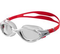 Speedo Unisex Biofuse 2.0 SwiMing Goggles | Patented Easy Adjustment | Anti-fog | Anti-leak | Enhanced Fit | Improved Comfort, Fed Red/Silver/Clear, One Size