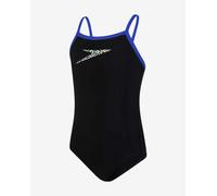 Speedo Boom Placement Thinstrap Muscleback Swimsuit black blue girls - 7-8