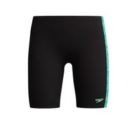 Speedo Boys Hyperboom Panel Jammer | Swim Training | Fitness | Chlorine Resistant, Black/Alfalfa Green, 7-8