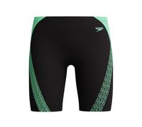 Speedo Boy's Hyperboom Splice Jamer Swiming Trunks | Chlorine Resistant | Quick Drying | Stretch Fabric | Comfort Fit, Black/Alfalfa Green, 7-87-8