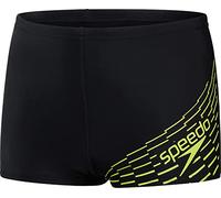 Speedo Boy's Medley Aquashort Logo Swimwear, Black/Atomic Lime, 14 Years