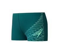 Speedo Boys Medley Logo Aquashort | Stretch Fabric | Holiday Or Training | Athletic Design | Technical Fabric, Black/Alfalfa Green, 11-12