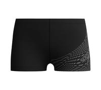 Speedo Boys Medley Logo Aquashort | Stretch Fabric | Holiday Or Training | Athletic Design | Technical Fabric Swimwear, Black/USA Charcoal, 7-8