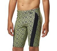 Speedo Boys Monogram Allover Jammer Swim Short, Navy Yellow, 4 Years