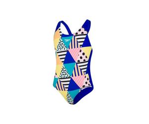 Speedo Childrens Unisex DazzleBloc Splashback Multicoloured Juniors Swimsuit - Multicolour - Size 7-8Y