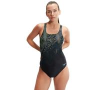 Speedo Digital Printed Medalist Swimsuit - Black/Green - UK Size 30