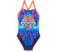Speedo Dreamscape Fusion Placement Digital Crossback Swimsuit - Navy/Fluo Orange/Turquoise, Size 24
