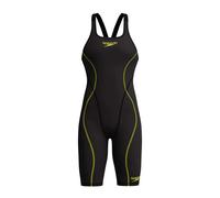 Speedo Fastskin HyperSpark Solid Openback Swimsuit Black Yellow Women - 24