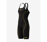 Speedo Fastskin HyperSpark Solid Openback Swimsuit Black Yellow Women - 30