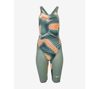 Speedo Fastskin LZR Pure Valor 2.0 Openback Swimsuit Green Rod Orange Women - 23