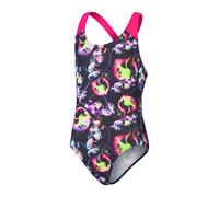 Speedo Girls Allover Aquatic Print Swimsuit in Black/Pink - Size 15Y