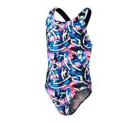Speedo Girl's Digital Allover Leaderback Black/Blue Swimsuit Swimming Costume, 15-16 Years