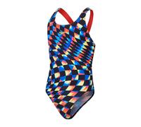 Speedo Girls Digital Allover Leaderback Swimsuit - Black/Red
