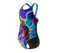 Speedo Girls Digital Allover Leaderback Swimsuit Swimming Costume Arctic Glass Size 15-16 Years