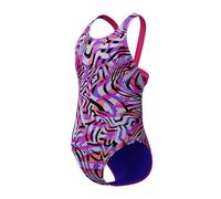 Speedo Girls Digital Allover Leaderback Swimsuit Swimming Costume Pink