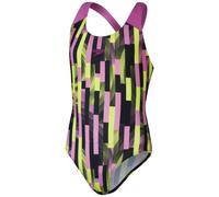 Speedo Girls Digital Allover Splashback Swimsuit - Black/Pink/Lemon - Age 5-6