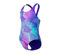 Speedo Girls Digital Allover Splashback Swimsuit Swimming Costume Blue Purple Size 11-12 Years