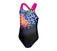 Speedo Girl's Digital Placement Splashback Black/Pink Swimsuit/Swimming Costume, 13-14 Years