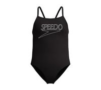Speedo Girl's Endurance+ Logo Thinstrap Swimsuit, Anthracite, 8