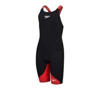 Speedo Girls Fastskin LZR Ignite Kneeskin | Tech Suit | Racewear | FINA Approved, Black/Flame Red, 7-8