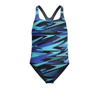 Speedo Girl's Hyperboom Allover Medalist Swimsuit, Quick-Dry, Chlorine-Resistant, Cobalt Pop 5-6