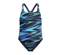 Speedo Girl's Hyperboom Allover Medalist Swimsuit, Quick Drying, Fitness, Chlorine Resistant Swimsuit, Cobalt Pop, 7-8