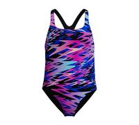 Speedo Girl's Hyperboom Print Medalist One Piece Swimsuit, Blue, 8