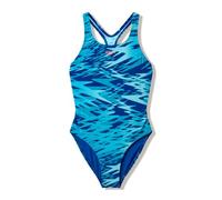 Speedo Girl's Hyperboom Print Medalist Swimsuit, Night Watch/Hyper Teal, 16