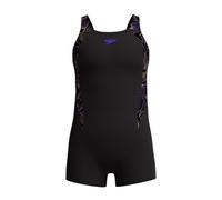 Speedo Girls Hyperboom Splice Legsuit | Chlorine Resistant | Quick Drying | Stretch Fabric | Comfort Fit | One Piece Swimwear, Bright Peach, 9-10