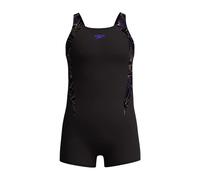 Speedo Girls Hyperboom Splice Legsuit | Chlorine Resistant | Quick Drying | Stretch Fabric | Comfort Fit | One Piece, Bright Peach, 7-8