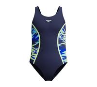 Speedo Girl's Hyperboom Splice Muscleback One Piece Swimsuit, Navy Blue, 14