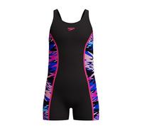 Speedo Girl's Hyperboom Splice Muscleback Swim Legsuit, Black, 4