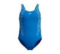 Speedo Girls Hyperboom Splice Muscleback Swimsuit | Swim Training |Chlorine Resistant | Quick Drying | Stretch Fabric | Comfort Fit, Lagoon Blue/Celeste, 5-6