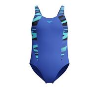 Speedo Girl's HyperBoom Splice Muscleback Swimsuit, Swim Training, Chlorine Resistant, Quick Drying, Stretch Fabric, Comfort Fit, 1 Piece Swimsuit, Cobalt Pop, 7-8