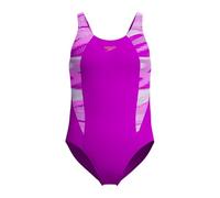 Speedo Girl's HyperBoom Splice Muscleback Swimsuit, Swim Training, Chlorine Resistant, Quick Drying, Stretch Fabric, Comfort Fit, 1 Piece Swimsuit, Diva, 11-12