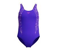 Speedo Girl's Hyperboom Splice Muscleback Swimsuit | Swim Training |Chlorine Resistant | Quick Drying | Stretch Fabric | Comfort Fit, Indigo Glow, 5-65-6