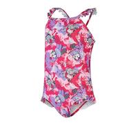 Speedo Girl's Learn to Swim Printed FriL Thin Strap Swimsuit | Chlorine Resistant | Quick Drying, Cherry Pink/Sweet Taro/Helium, 5YRS5YRS