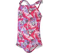 Speedo Infant Girl's Learn to Swim Printed Frill Thinstrap Swimsuit | Chlorine Resistant | Quick Drying, Cherry Pink/Sweet Taro/Hellium, 6-9 Months