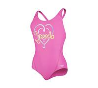Speedo Girl's Logo Placement Splashback Swimsuit - Ecstatic/Papaya Punch/African Violet, Size 34