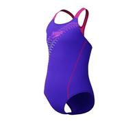Speedo Girls Medley Logo Medalist Swimsuit Swimming Costume Blue Purple Size 9-10 Years