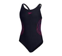 Speedo Girls Placement Muscleback Swimming Costume True Navy Electric Pink True Cobalt