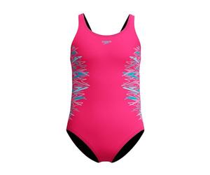 Speedo Girls Placement Muscleback Swimsuit Swimming Costume Margarita Pink/Mayan Blue