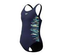 Speedo Girls Placement Muscleback Swimsuit Swimming Costume Peacoat/Pale Clover Size 13-14 Years