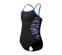 Speedo Girls Placement Thinstrap Muscleback Swimsuit Swimming Costume Anthracite/Deep Sapphire Size 15-16 Years