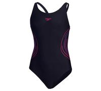 Speedo Girls Placmement Muscleback Swimming Costume True Navy Electric Pink True Cobalt