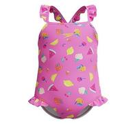 Speedo Girls Print Frill Thinstrap One Piece Swimsuit, Pink, Size 2 Years Pink