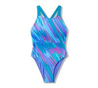 Speedo Girls Print Powerback Swimsuit Swimming Costume Blue