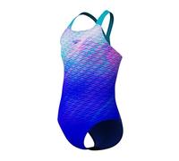 Speedo Girls Print Powerback Swimsuit Swimming Costume Deep Sapphire/Mayan Blue Size 15-16 Years